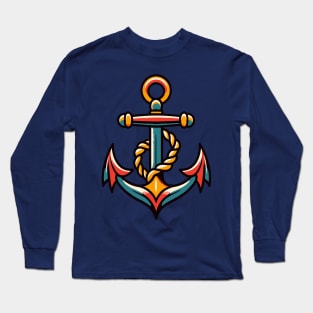 Vintage Traditional Anchor Flash Tattoo Long Sleeve T-Shirt